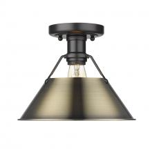  3306-FM BLK-AB - Orwell BLK Flush Mount in Matte Black with Aged Brass shade